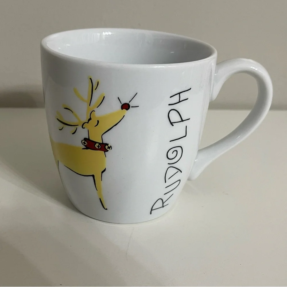 Retired‎ Pottery Barn Rudolph White and Yellow Mug